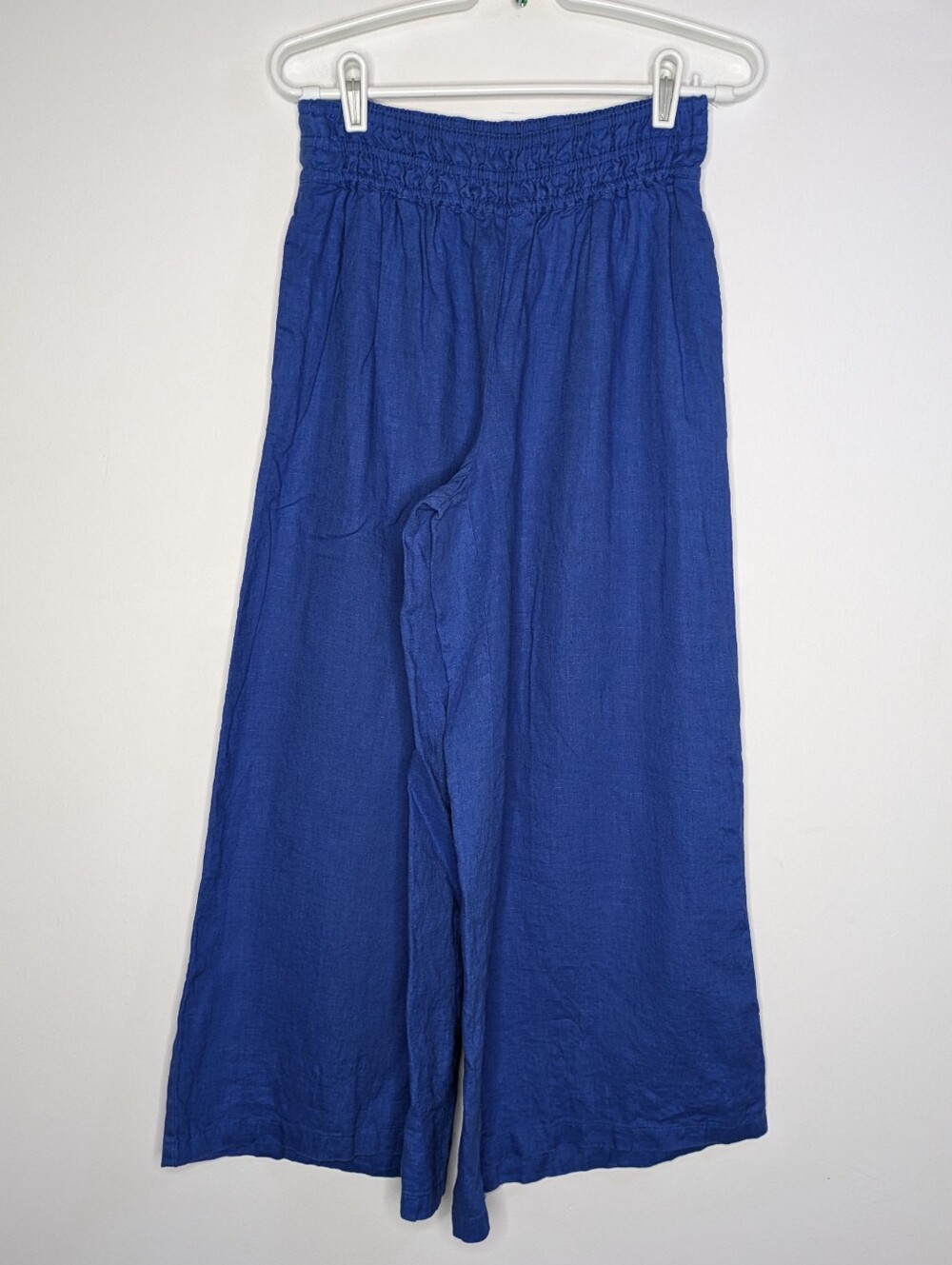Anthropologie Blue High Rise Wide Leg Casual Linen Pant XS